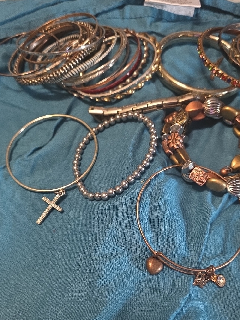 Gold-Tone Mixed Bangle and Beaded Bracelet Set